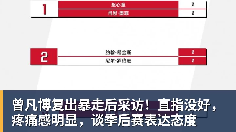 曾凡博复出暴走后采访!直指没好,疼痛感明显,谈季后赛表达态度 - MK体育(中国)官方网站 - MK SPORTS